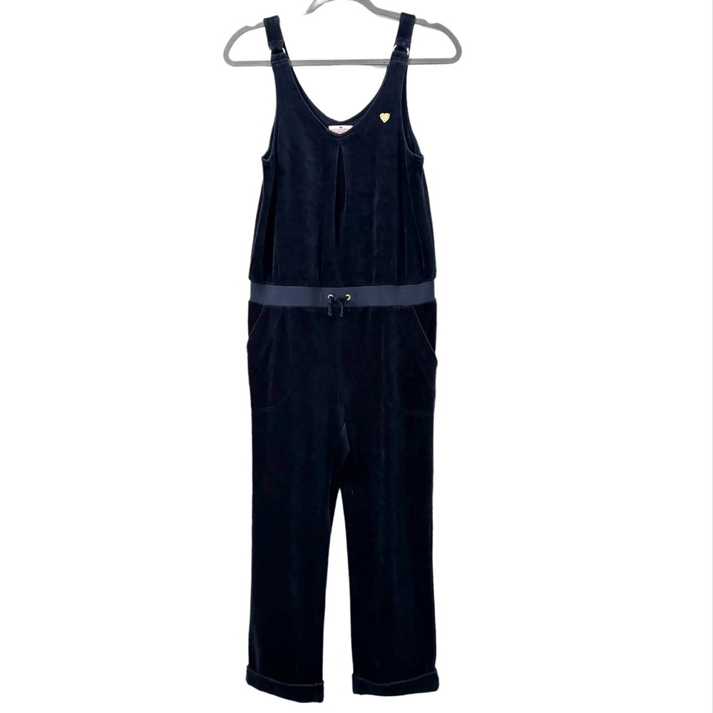 Juicy Couture Jumpsuit Girls Sz 14 Navy Blue Y2K Casual Velour Cropped